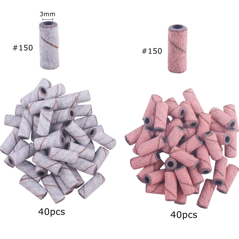 MZCMSL Nail Sanding Bands150 Grit for Nail Drill, 80pcs Small Sanding Bands Files with 3mm Mandrel Nail Drill Bit for Acrylic Nail Gel(150#) - Image 3